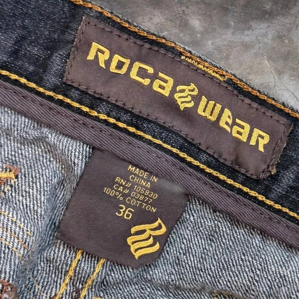 Vintage Rocawear Distressed Faded Black Jeans Men's 35x32 Skater Grunge Goth Y2K